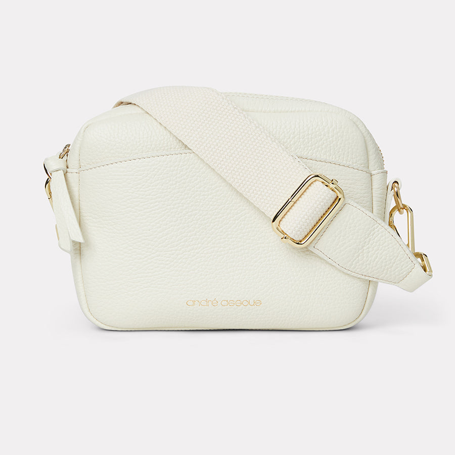 Amelia Cream Leather Crossbody Bag | Andre Assous