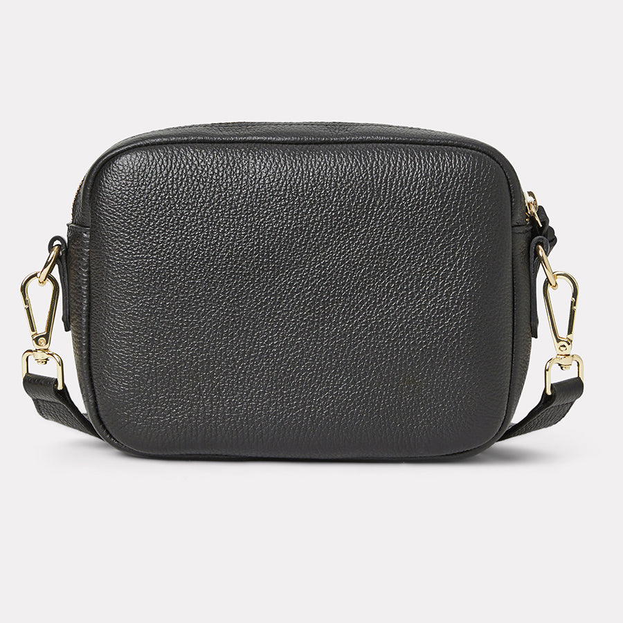 Amelia Black Leather Crossbody Bag
