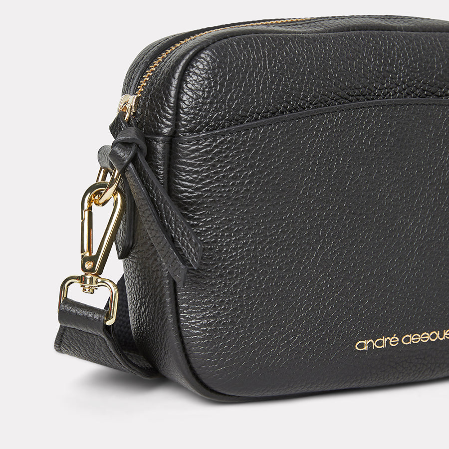 Amelia Black Leather Crossbody Bag