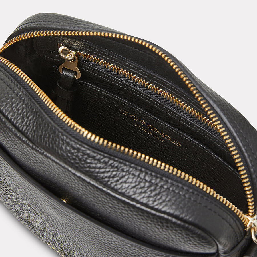 Amelia Black Leather Crossbody Bag