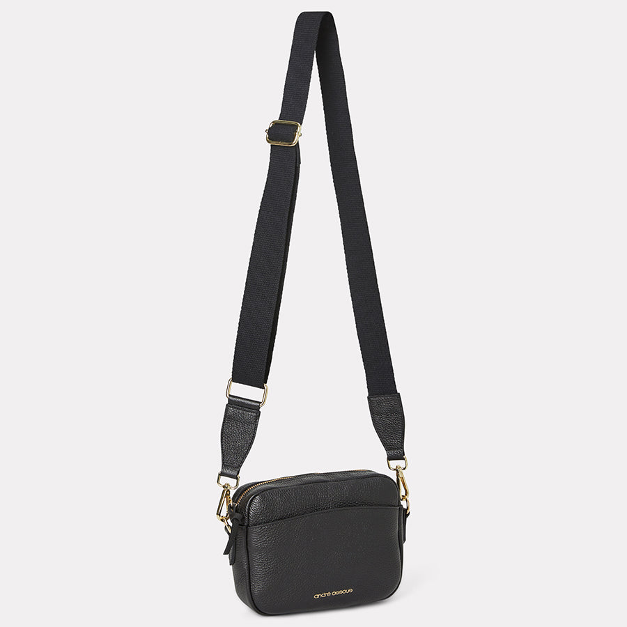 Amelia Black Leather Crossbody Bag