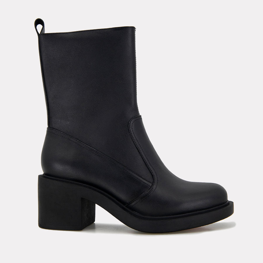 Gloria Leather Heeled Bootie Mid Shaft Water Resistant