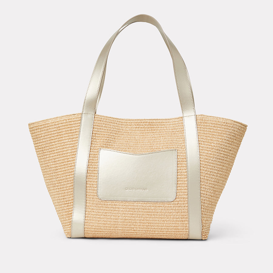 Atlas Natural Platino Raffia Tote Bag