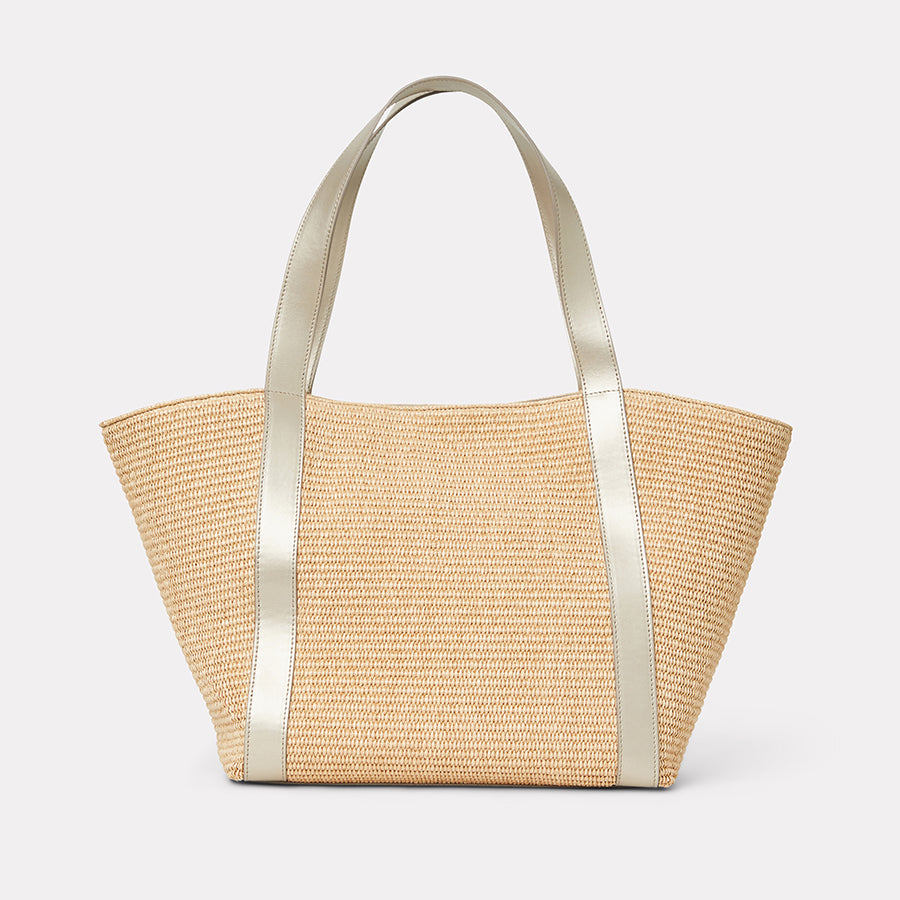 Atlas Natural Platino Raffia Tote Bag