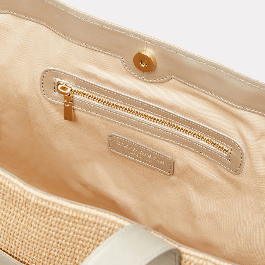 Atlas Natural Platino Raffia Tote Bag